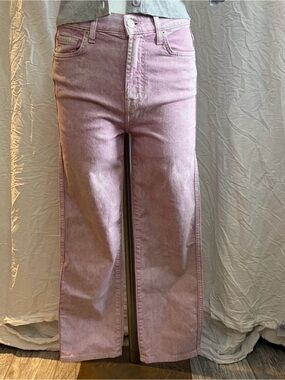 Pink acid wash cropped straight leg jeans US 26